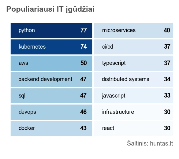 IT įgūdžiai reikalingi darbui startuoliuose